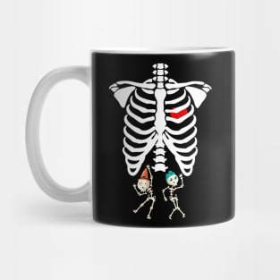 Pregnant Skeleton Twin Costume Halloween Shirt boy and girl Mug